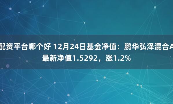 配资平台哪个好 12月24日基金净值：鹏华弘泽混合A最新净值1.5292，涨1.2%