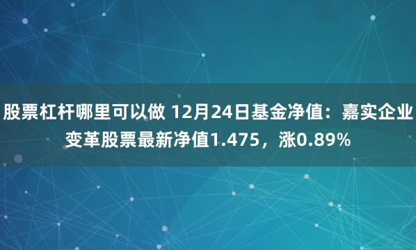 股票杠杆哪里可以做 12月24日基金净值：嘉实企业变革股票最新净值1.475，涨0.89%