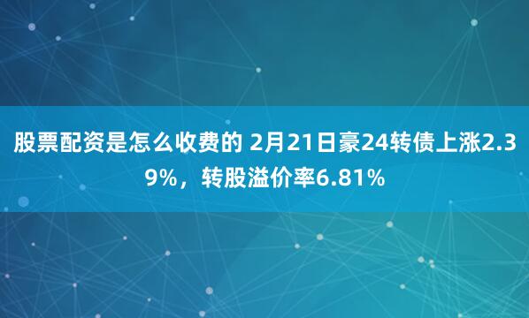 股票配资是怎么收费的 2月21日豪24转债上涨2.39%，转股溢价率6.81%