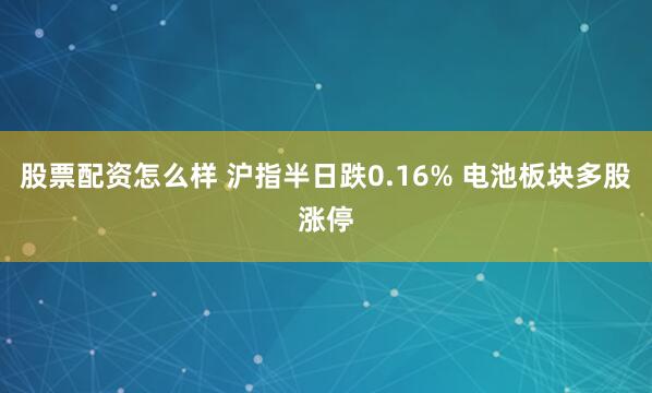 股票配资怎么样 沪指半日跌0.16% 电池板块多股涨停
