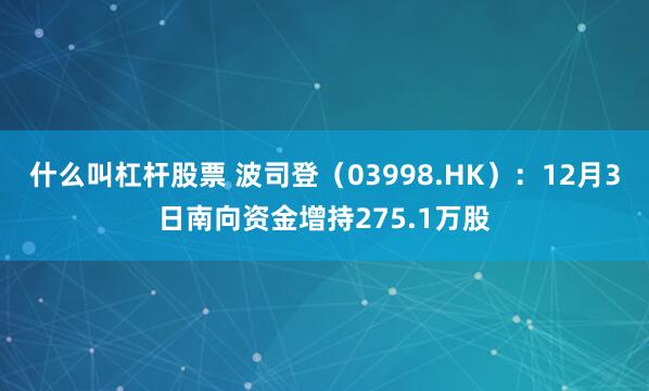 什么叫杠杆股票 波司登(03998.HK):12月3日南向资金增持275.1万股